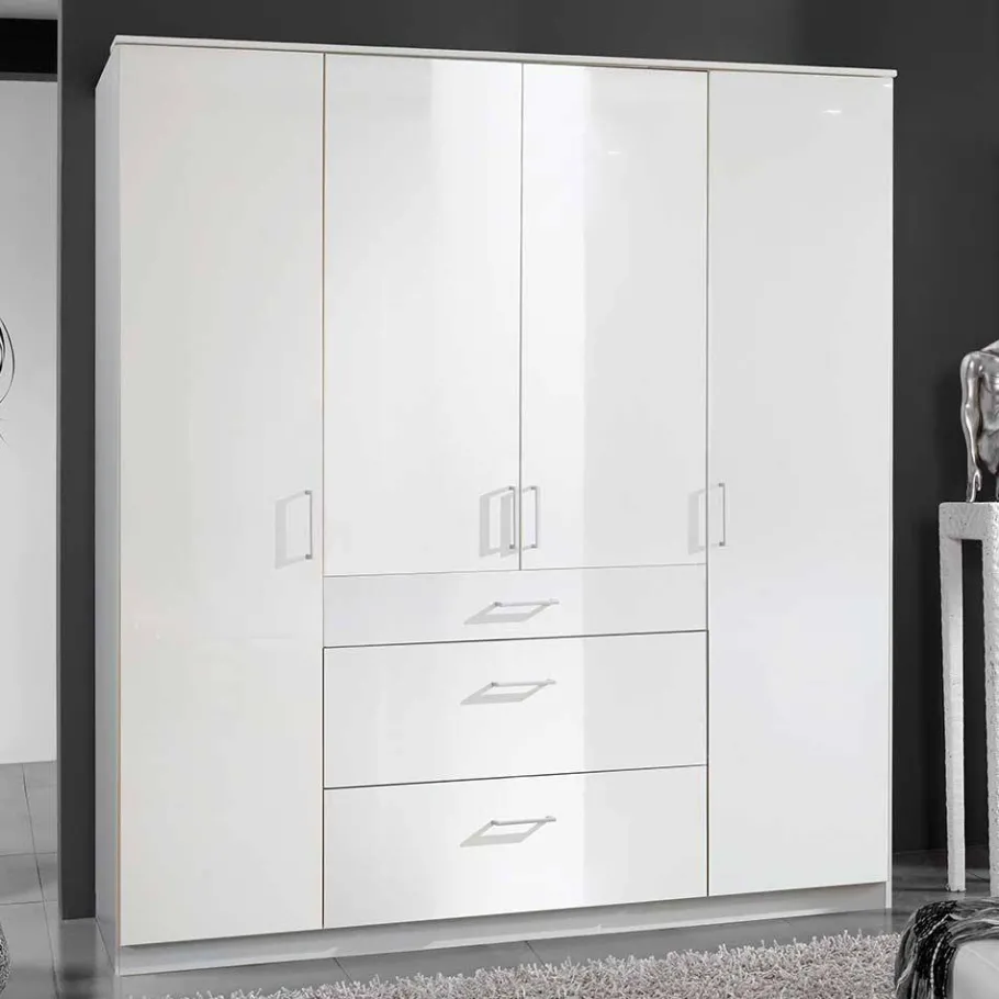 Hot Schlafzimmerschrank mit Hochglanzfront in Weiß - Venture Kleiderschränke