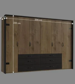 Discount Schlafzimmerschrank mit sechs Schubladen & Türen - Bram Kleiderschränke