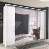 Sale Schlafzimmerschrank mit Spiegel & Glas Front in Weiß - Dolienca Kleiderschränke