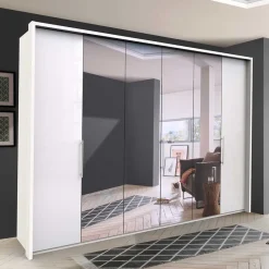 Sale Schlafzimmerschrank mit Spiegel & Glas Front in Weià - Dolienca KleiderschrÀnke
