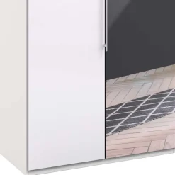 Sale Schlafzimmerschrank mit Spiegel & Glas Front in Weiß - Dolienca Kleiderschränke