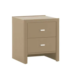 Sale Schubladen Nachtschrank Clairy in Kunstleder Beige Kommoden