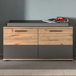 Sale Schuhbank in Wildeiche & Grau 90 cm - Catamaron Sitzbank