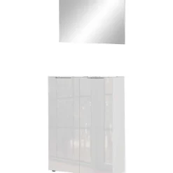 Sale Schuhschrank & Spiegel Set in Weiß - Kofi (zweiteilig) Garderoben