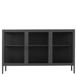 Sale Schwarzes Sideboard mit drei Glastüren - Frumus Sideboards