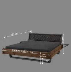 Sale Schwebebett mit Leder-Kopfteil - Emjan Betten