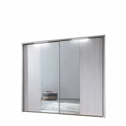 Sale Schwebetüren Kleiderschrank Arneta in Weiß Lärche Dekor Kleiderschränke