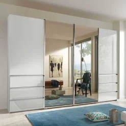 New Schwebetürenkleiderschrank mit Spiegel - Oksena Kleiderschränke