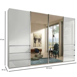 New Schwebetürenkleiderschrank mit Spiegel - Oksena Kleiderschränke