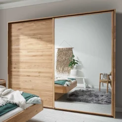 Online SchwebetĂŒrenschrank aus Wildeiche mit Spiegel - Divnoi KleiderschrĂ€nke