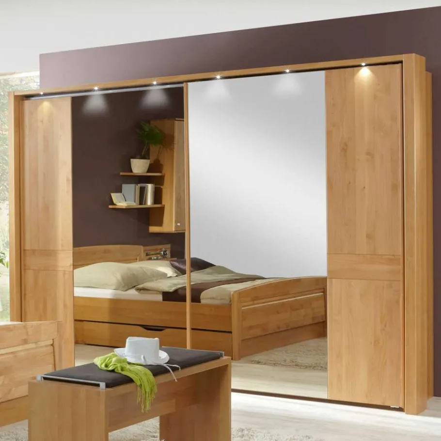 New Schwebetürenschrank Bordeaux aus Erle Kleiderschränke|Schränke