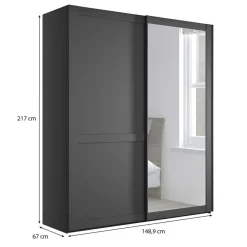 Sale Schwebetürenschrank in Dunkelgrau foliert - Mataram Kleiderschränke