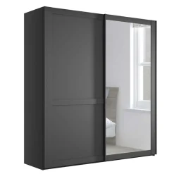 Sale Schwebetürenschrank in Dunkelgrau foliert - Mataram Kleiderschränke