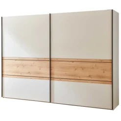Sale Schwebetürenschrank in Eiche Bianco & Beige - Kezmina Kleiderschränke