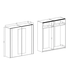 Outlet Schwebetürenschrank in Eiche Dunkel & Schwarz - Prabhaa Kleiderschränke