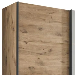 Sale Schwebetürenschrank in Grau und Wildeiche Hell - Simple Kleiderschränke|Schränke