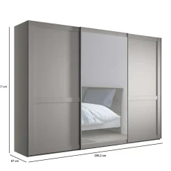 Sale Schwebetürenschrank in Hellgrau - Ridonna Kleiderschränke