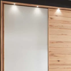 Discount Schwebetürenschrank in Kernbuche & Beige - Krofun Kleiderschränke|Schränke