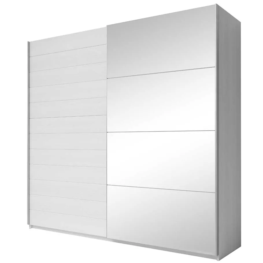 New Schwebetürenschrank in Weiß Esche Dekor - Pruducia Kleiderschränke