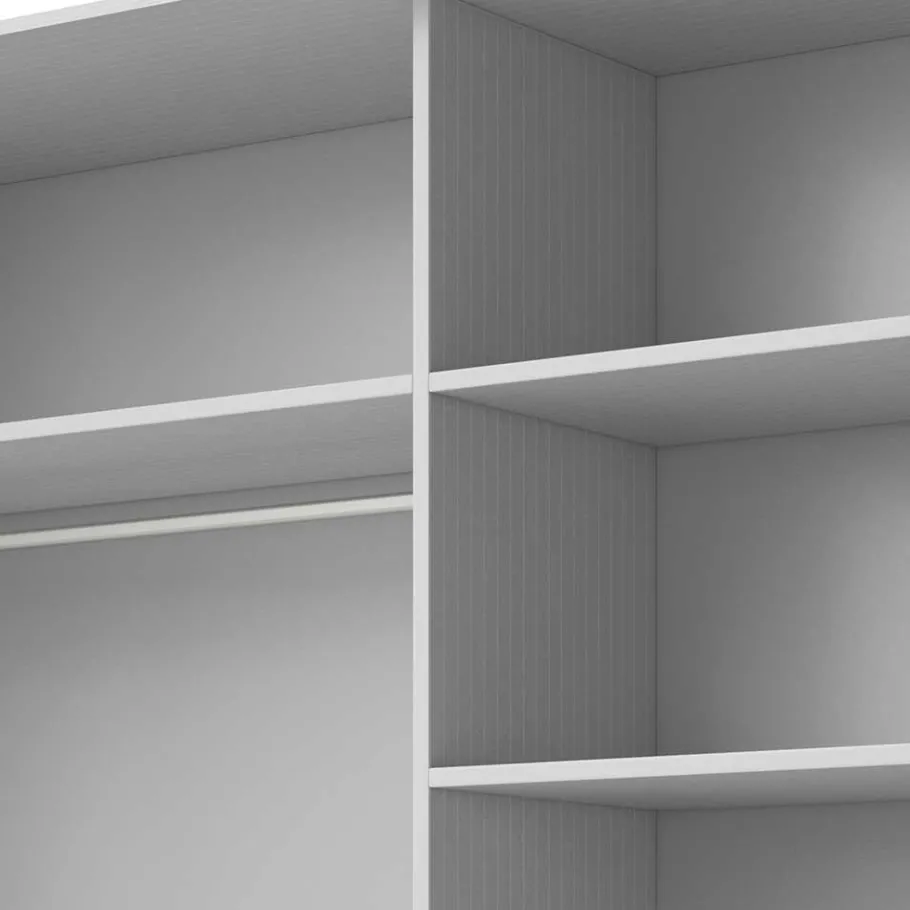 New Schwebetürenschrank in Weiß Esche Dekor - Pruducia Kleiderschränke