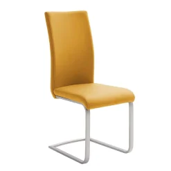Outlet Schwingstuhl in Curry Gelb Kunstleder Ericova mit Edelstahl Gestell (4er Set) Sessel|Stühle