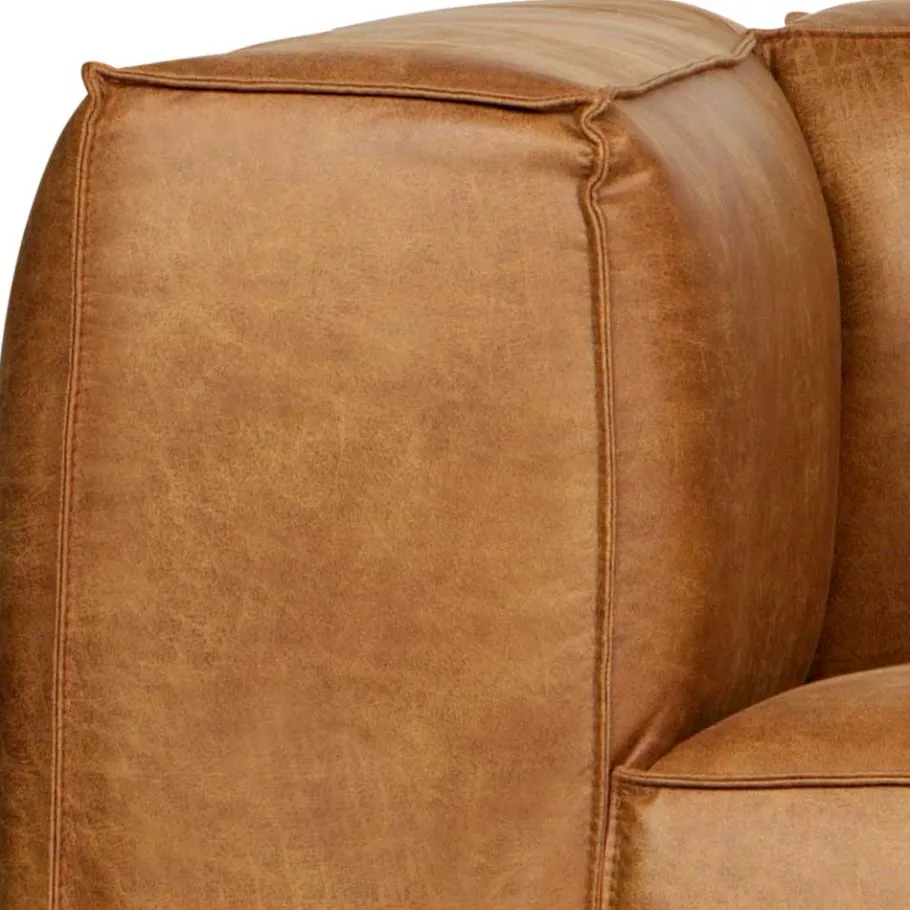 Sessel aus Recyclingleder in Braun Cognac - Baham Sessel