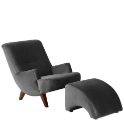 Outlet Sessel aus Samtvelours in Anthrazit - Izmael Sessel