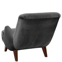 Outlet Sessel aus Samtvelours in Anthrazit - Izmael Sessel