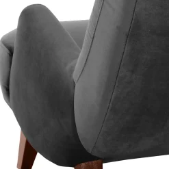 Outlet Sessel aus Samtvelours in Anthrazit - Izmael Sessel
