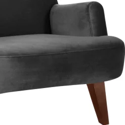 Outlet Sessel aus Samtvelours in Anthrazit - Izmael Sessel