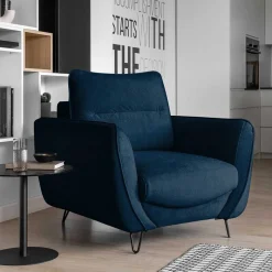 Best Sessel aus Webstoff in Dunkelblau - Berenice Sessel