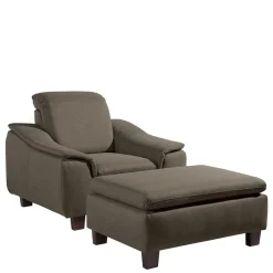 Best Sessel in Beigegrau und Nussbaum - Abecra Sessel