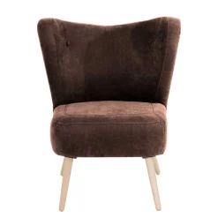 Clearance Sessel in Braun Velours und Buche - Cremana Sessel