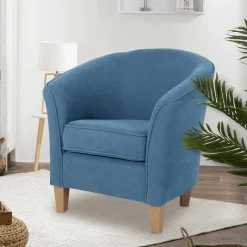 Best Sessel in Petrol Blau und Buche Natur - Kusmana Sessel