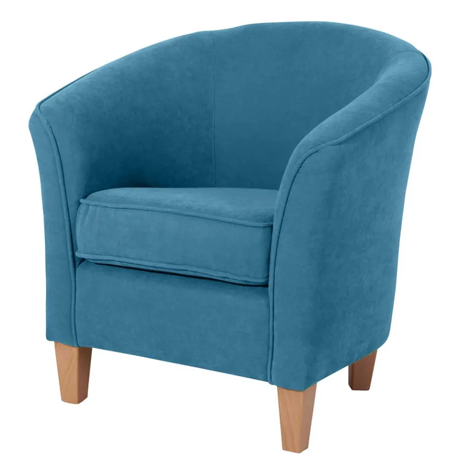 Best Sessel in Petrol Blau und Buche Natur - Kusmana Sessel