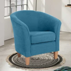 Best Sessel in Petrol Blau und Buche Natur - Kusmana Sessel