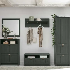 Sale Set Flur Einrichtung in Dunkelgrün - Niestov (fünfteilig) Garderoben