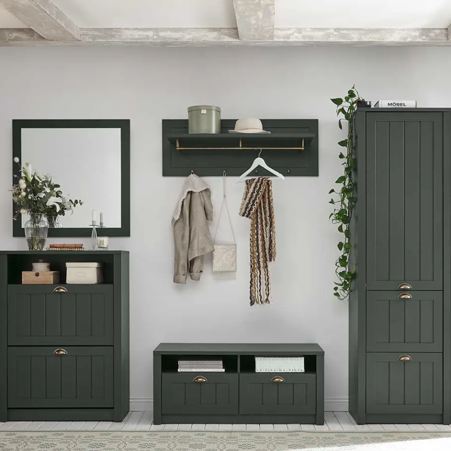 Sale Set Flur Einrichtung in Dunkelgrün - Niestov (fünfteilig) Garderoben