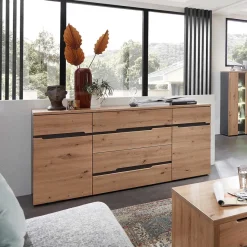 Sideboard in Wildeiche & Dunkelgrau - Kuetra Sideboards