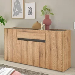 Sideboard in Wildeiche Optik und Anthrazit - Colomania Sideboards