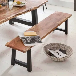 Hot Sitzbank Sadello mit Baumkante Akazie massiv Sitzbank