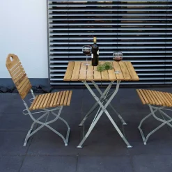 Sitzgrupe Garten Klappmöbel aus Robinie - Parvello (dreiteilig) Sitzgruppe