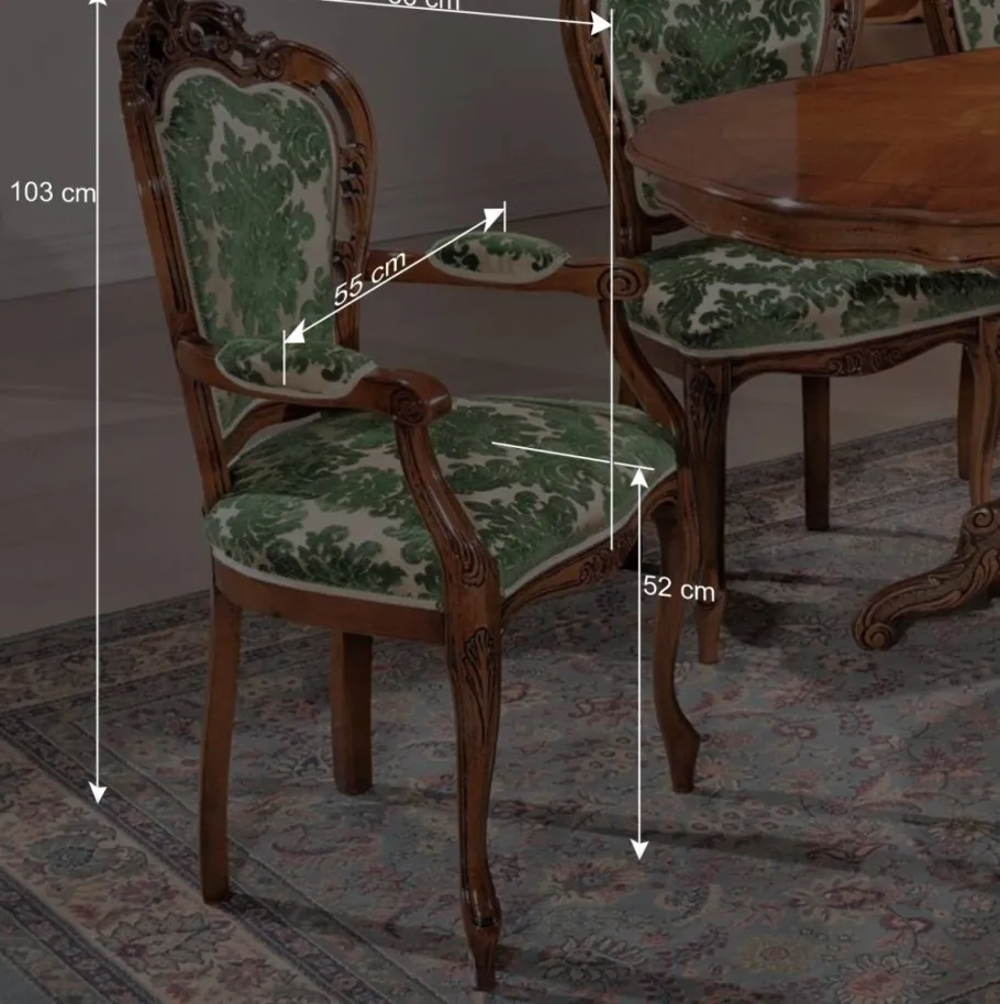 Sitzgruppe im Barockstil Magari mit 5 Polsterstühlen (sechsteilig) Sitzgruppe