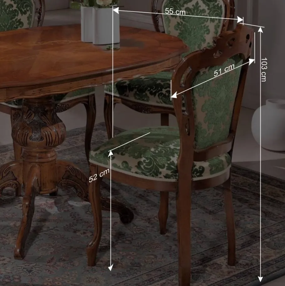 Sitzgruppe im Barockstil Magari mit 5 Polsterstühlen (sechsteilig) Sitzgruppe