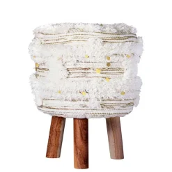 Sitzhocker in Creme mit Khaki - Clarina Hocker