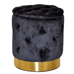 Best Sitzhocker Truhe in Schwarz Samt - Natalia Hocker