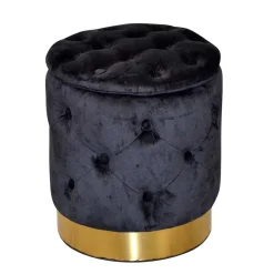 Best Sitzhocker Truhe in Schwarz Samt - Natalia Hocker