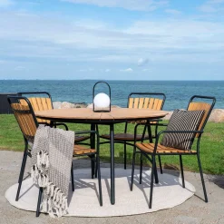 Skandi Garten-Essgruppe aus Teak - Farmer (fünfteilig) Sitzgruppe