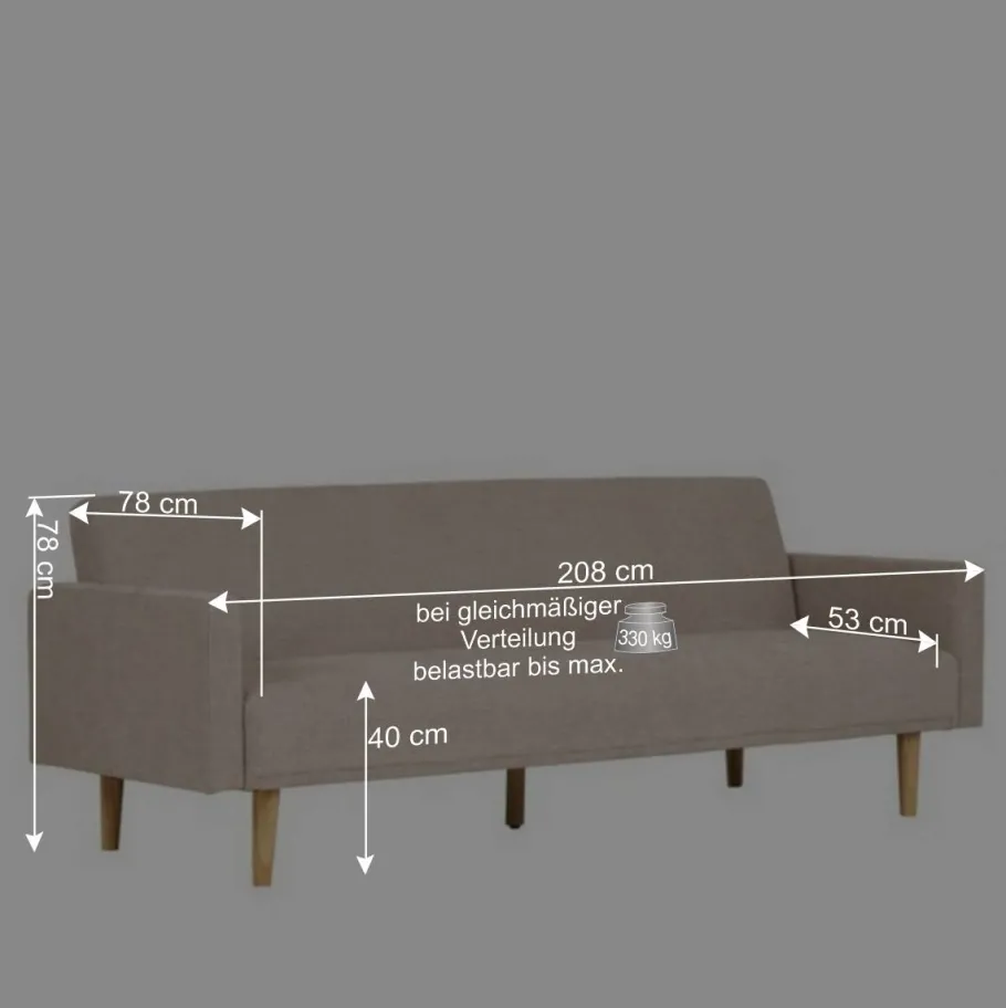Best Skandi Schlafsofa in Beigegrau - Anhora Betten