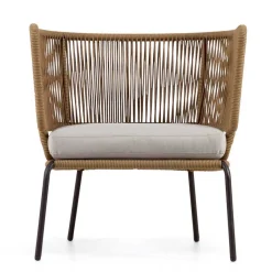 Outlet Skandi Sessel aus Geflecht Kordel in Beige - Suvacol (2er Set) Sessel